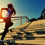 Running up the stairs