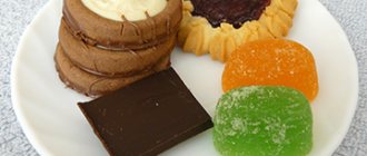 печенья, шоколад и мармелад